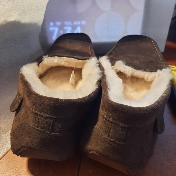 NEW ! Men Fireside by Dearfoams  Genuine Shearling Moccasin Slipper Brown US 12 main image 4